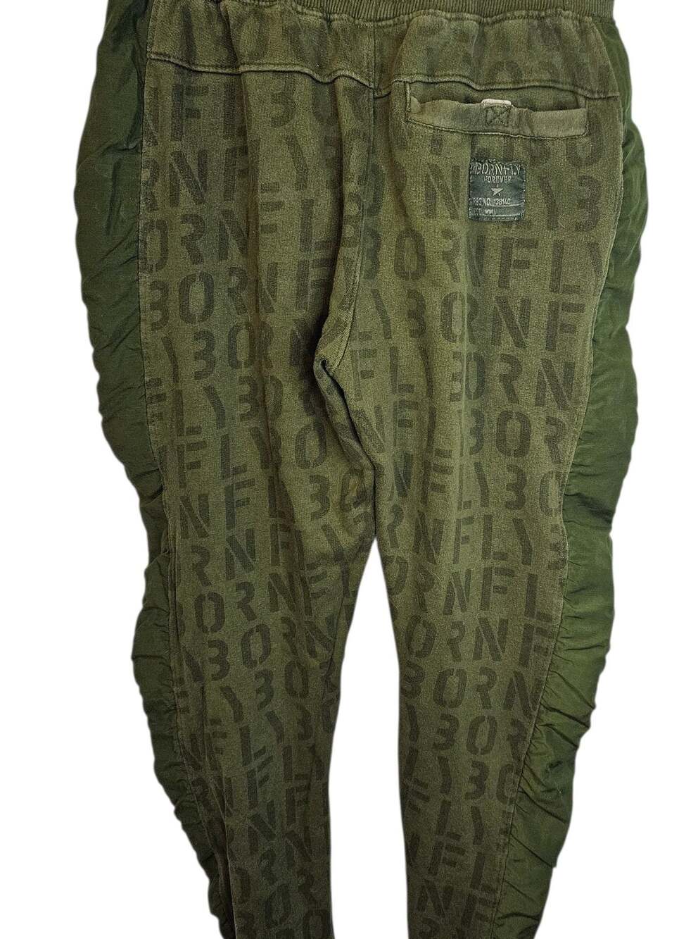 Born Fly Men's Green All-Over Print Logo Jogger Sweatpants Size M - Picture 2 of 4